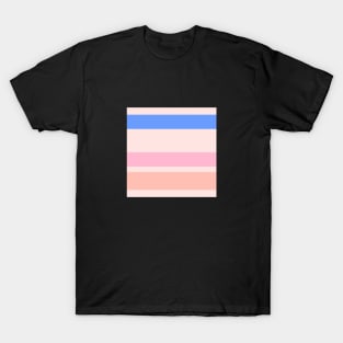 A rare adaptation of Fresh Air, Cornflower Blue, Little Girl Pink, Very Light Pink and Melon stripes. - Sociable Stripes T-Shirt